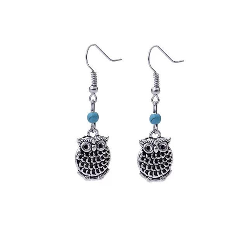 Винтажные европейские и американские серьги с совой, морской звездой и бирюзой
