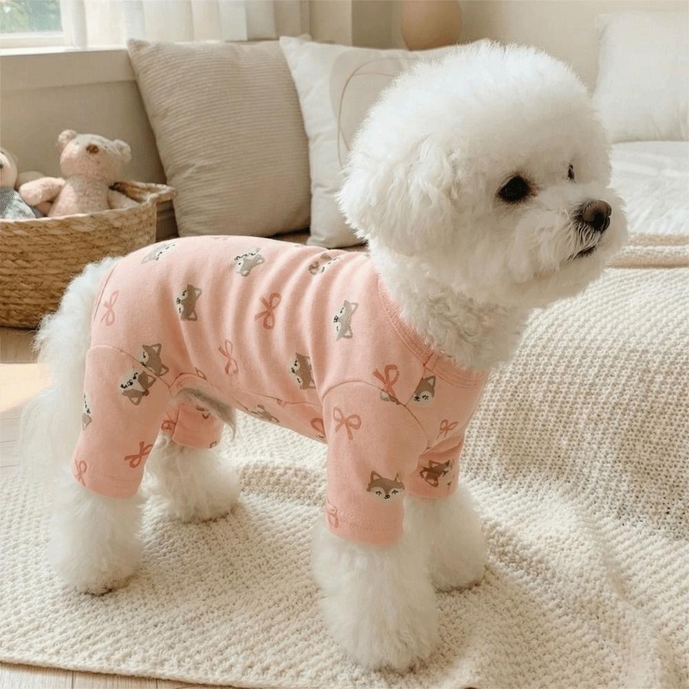 Cartoon Printed Dog Base Coat Warm Dog Jumpsuit Cute Dog Home Clothing Casual Wear