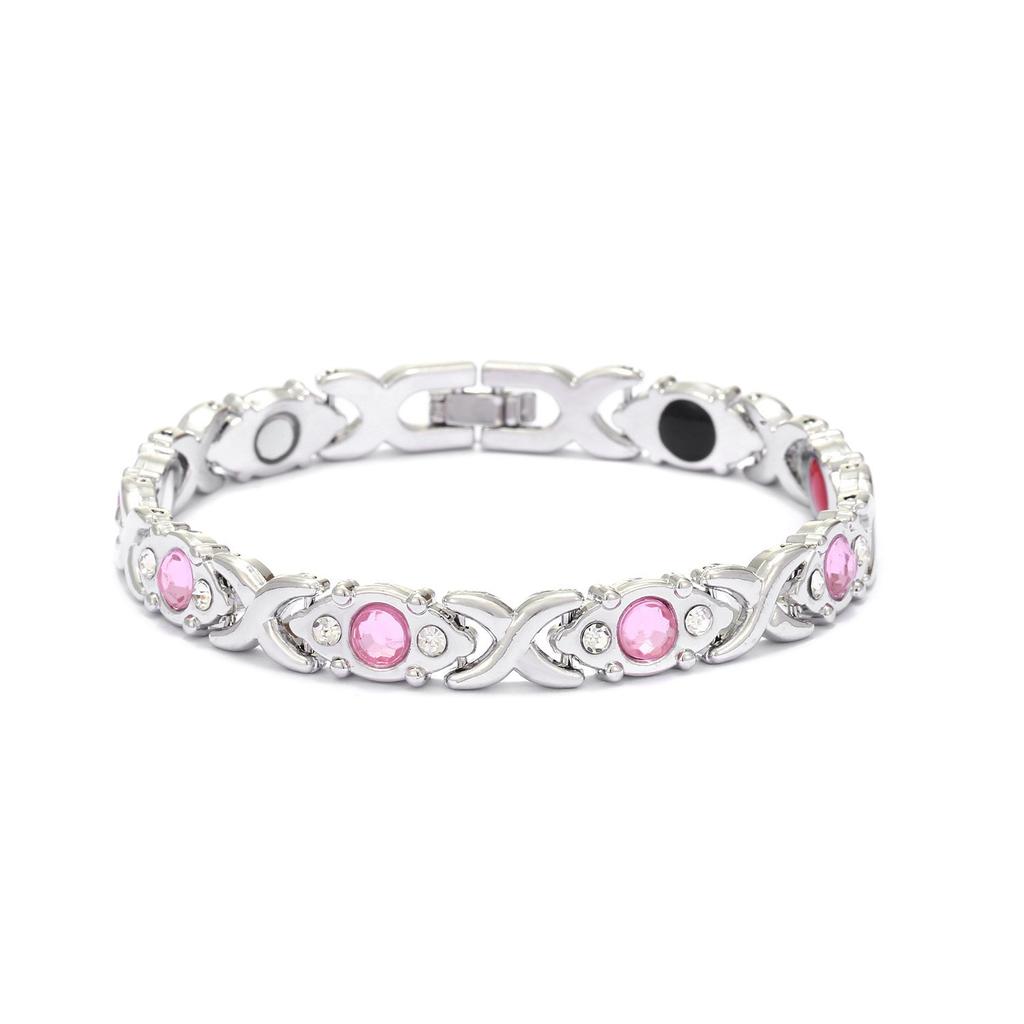 Ladies Detachable Energy Magnetic Bracelet Eco Friendly Rhinestone Adjustable Bangle