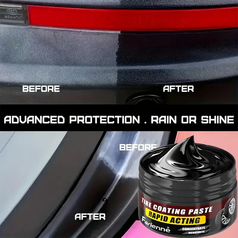 Премиальный воск для блеска шин – Долговечный блеск и защита от УФ-лучей, Усиливает черный цвет, Предотвращает выцветание и растрескивание