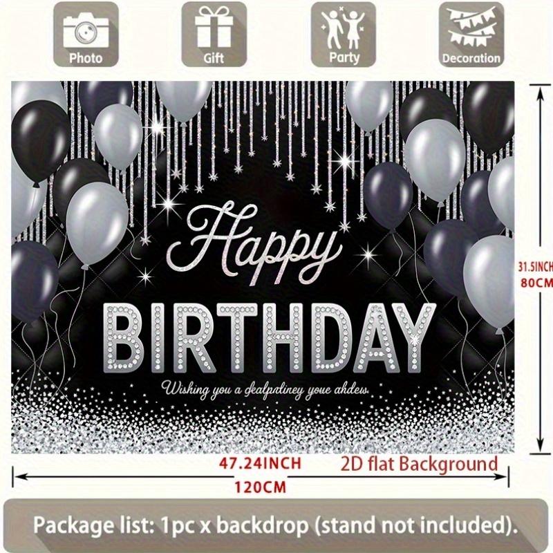 1pc Birthday Photo Booth Hanging Banner Black Polyester