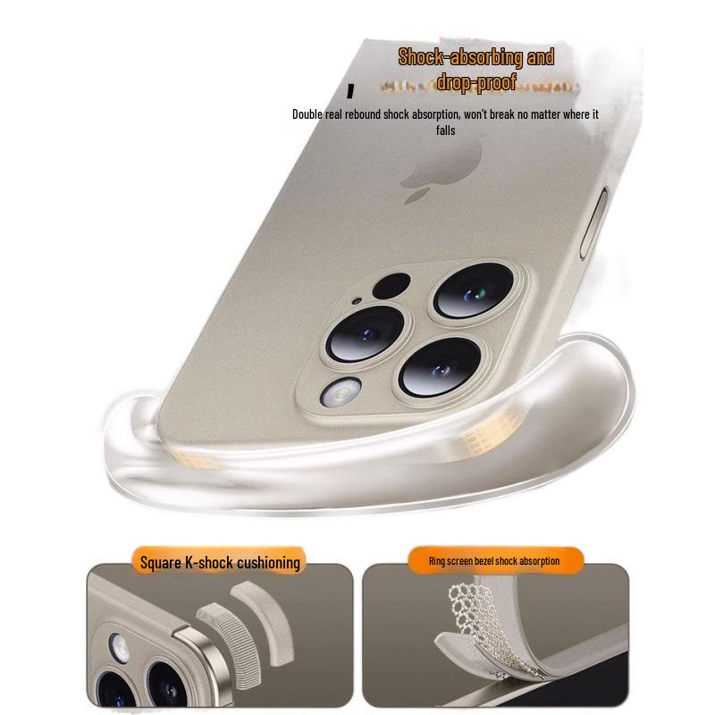 Чехол для iPhone 16 Pro - Совместим с iPhone 15, Цвет титана, Ультратонкий, Матовый прозрачный, Премиальное ощущение