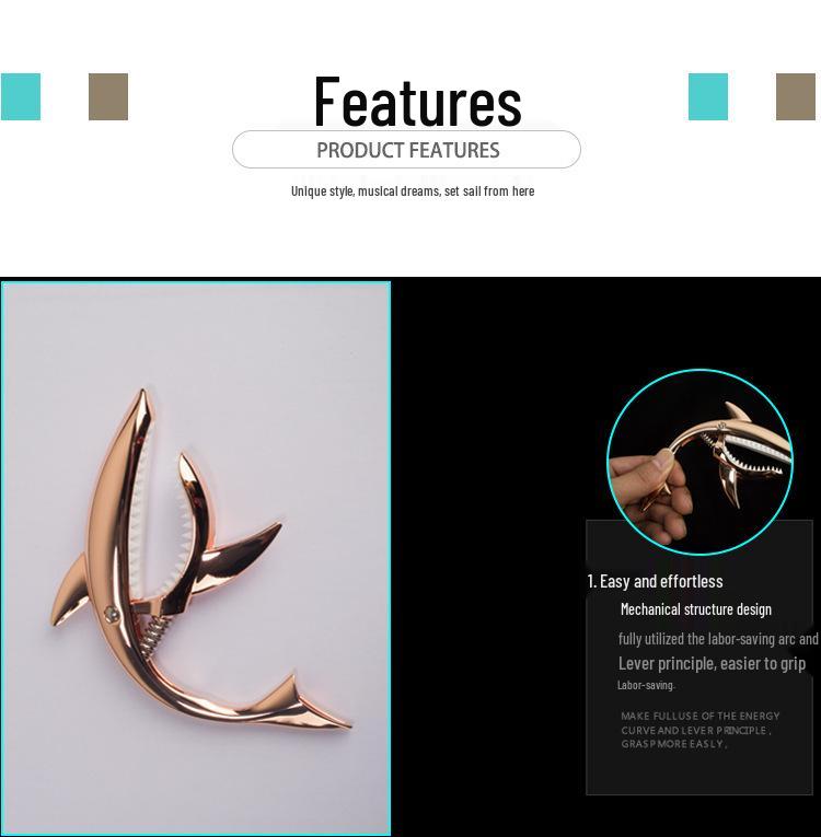 Каподастр из цинкового сплава Shark для акустической, электрогитары и укулеле - Аксессуар для музыкального инструмента