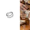 Элегантное корейское геометрическое открытое регулируемое кольцо из стерлингового серебра 925 пробы для женщин
