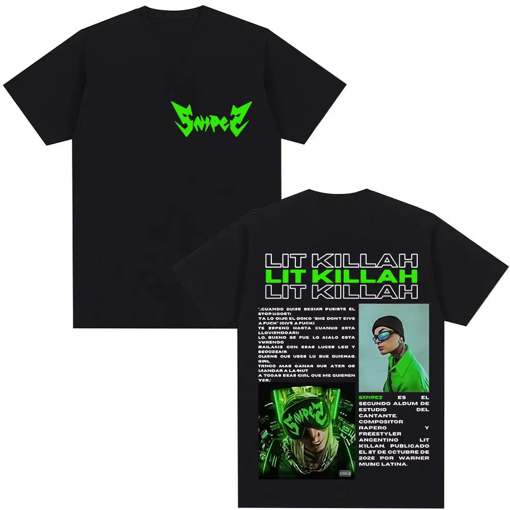 2026 Rapper Lit Killah Tour New Album Graphic Tshirt Men Clothing Hip Hop Gothic Short Sleeve TShirt Rock Oversized Cotton Tees