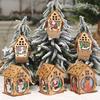 1Pc Christmas LED Light Wood House Cute Tree Hanging Ornaments Holiday Decor