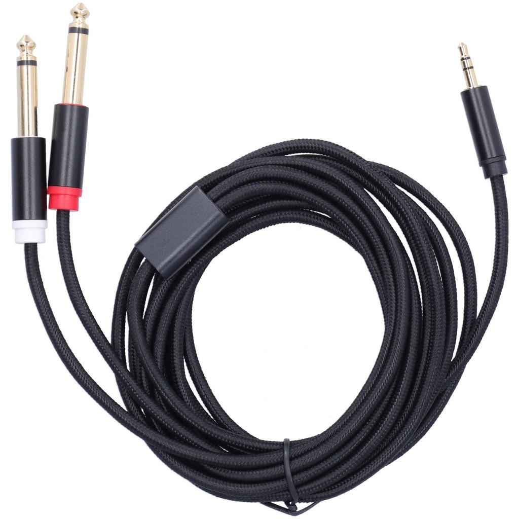 3683 Adapter Cable Cotton Woven Mesh 3.5mm Male to Dual 6.35mm Audio Tuning Speaker Adapter Cable3m 9.8ft