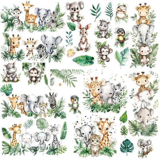 CRASPIRE Green Leaf Window Decal 8 Sheets Adhesive Jungle Leaves Window Stickers Removable Waterproof PVC Clings for Home Living Room Balcony Kitchen