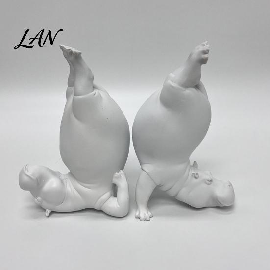 Fun Hippo Gift Idea Clumsy Bookends, Funny Heavy Resin Acrobatic Bookend Holders, Creative Notebook Stand Office Bookshelf Decor for Farmhouse Modern