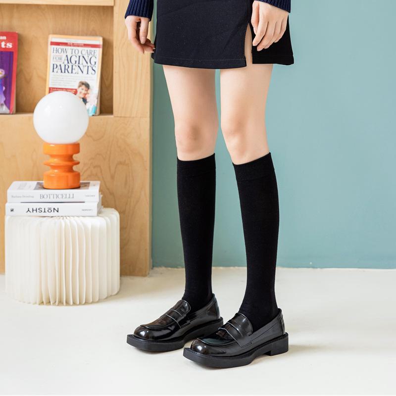 Женские длинные носки выше колена, облегающие, черные, тренд осени/зимы, японский стиль.