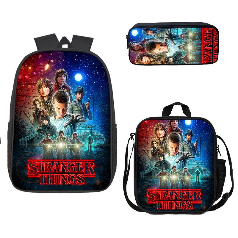 Школьная сумка, Пенал, Сумка для еды Stranger Things, Карта Z, Трехсекционный рюкзак большой емкости, Цветной
