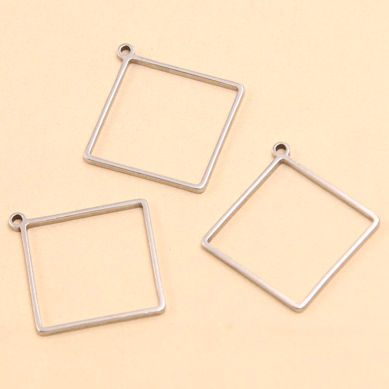 Stainless Steel Geometric Charm Molds: 10 Models & 2 Colors - Pentagram, Rhombus, Circle, Water Drop, Moon Pendants
