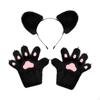 Bear Ears Headband and Gloves Animal Headwear Plush Headdress for Performance