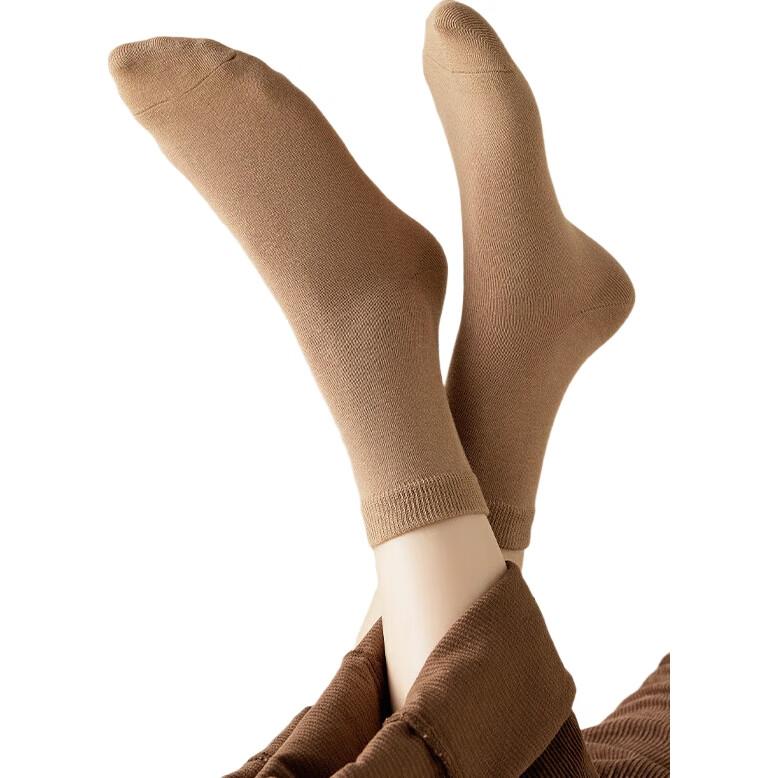 MiiOW 6 Pairs of Women's Socks, Summer 100% Pure Cotton Long Socks, Breathable, Odor-Resistant, Solid Color, Versatile Mid-Calf Socks, Cotton Socks