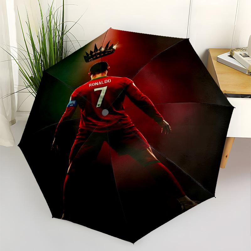 Ronaldo's Iconic Number Compact Travel Automatic Umbrella Sturdy 8-Rib Shaft Foldable Design for Outdoor Daily Use Elegant Umbrella Spiritual Gift