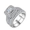 2pcs Double-layer Ladies Luxury Ring Set Silver Women's Ring  Valentine's Day Gift