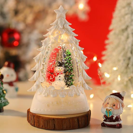 Рождественский вертеп, елка-шар с кружащейся водой, сверкающими огнями, настольная фигурка Санта-Снеговика для домашнего декора