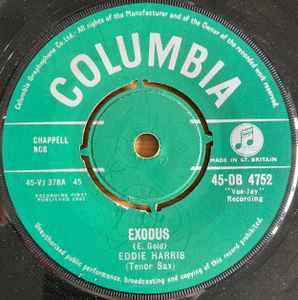7-дюймовая пластинка EDDIE HARRIS - Exodus / Alicia 45DB4752 Columbia 1961 UK Джаз Б/У