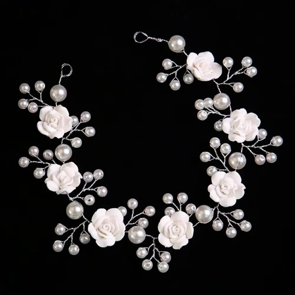 Pearl Rose Flower Headband Beaded Wedding Hair Accessories Fashion Bridal Hair Band Women