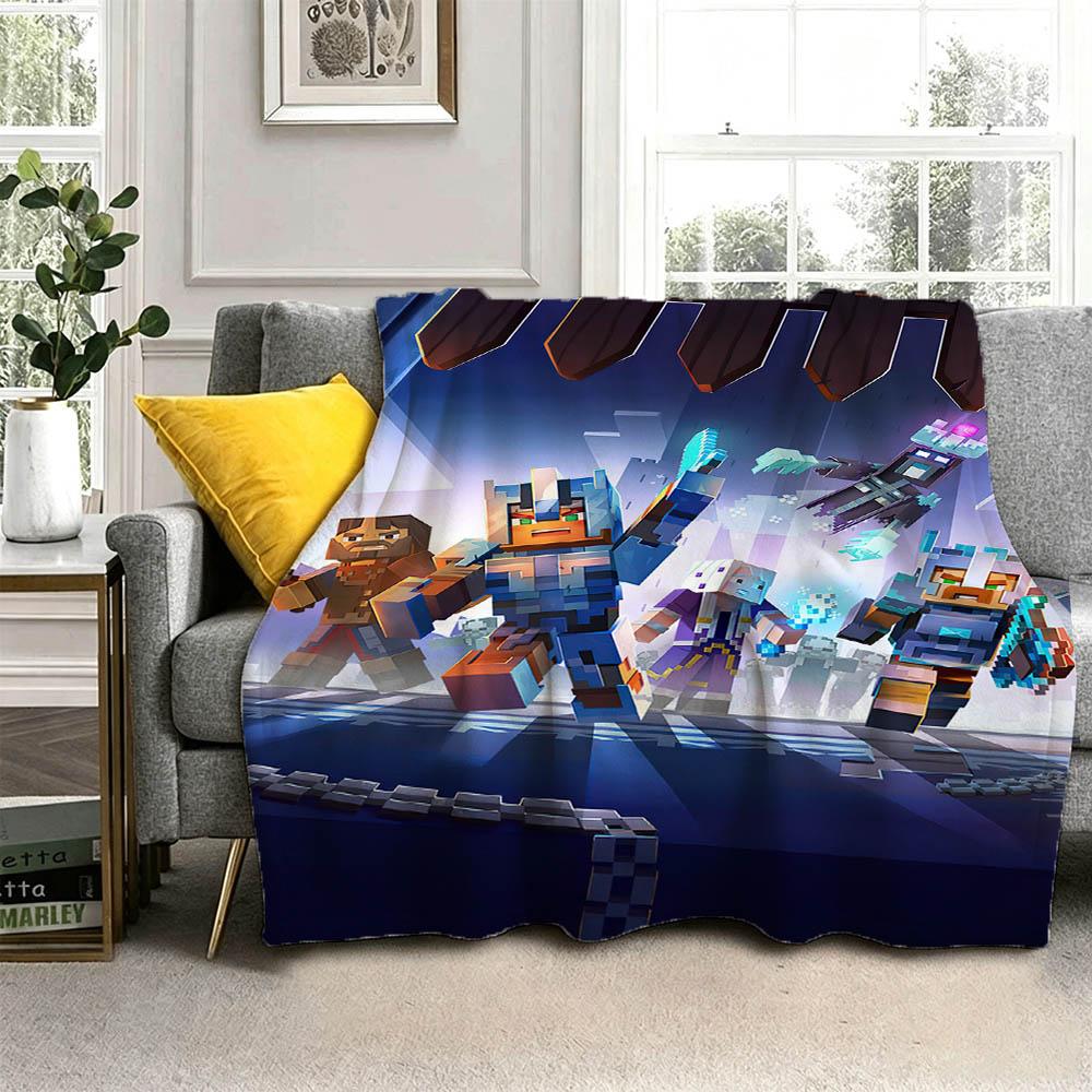 Movie M-Minecrafts Cartoon Game 2026 Retro Flannel Blanket Soft Throw Blanket Art For Home Decor Bedroom Bed Sofa Picnic Gifts
