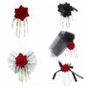 Cloth Ghost Claw Hair Clip Flower Halloween Headwear Skeleton Hand Rose Hairpin  Children