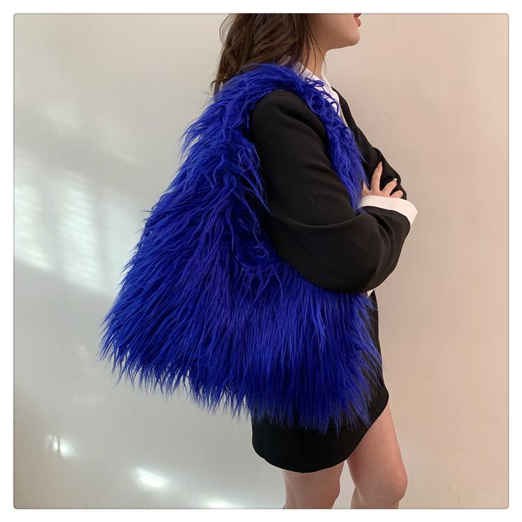 Fashion Fluffy Bag New Long Plush Imitation Fur Personalized Fried Street Large-capacity Shoulder Bag