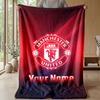 Manchester United Custom Name Text Flannel Blanket Soccer Logo Personalized Fleece Throw Blanket Special Gift For Sofa Bedroom Home