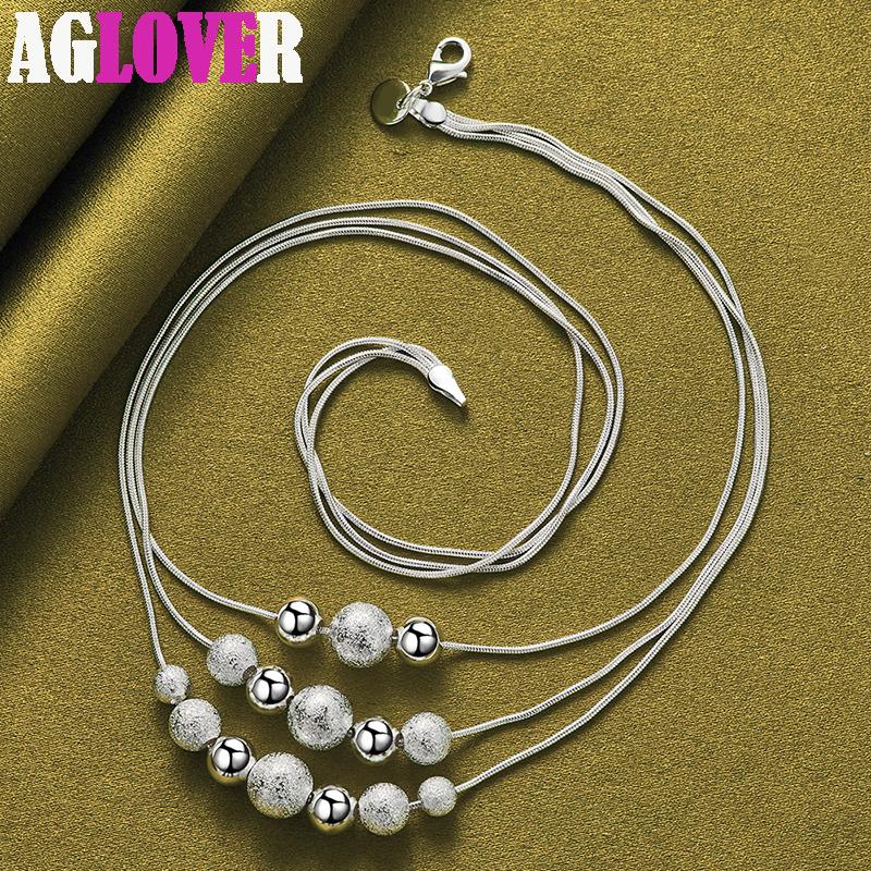 Ювелирные изделия из стерлингового серебра 925 пробы с цепочкой из трех змей, матовое гладкое ожерелье с подвеской