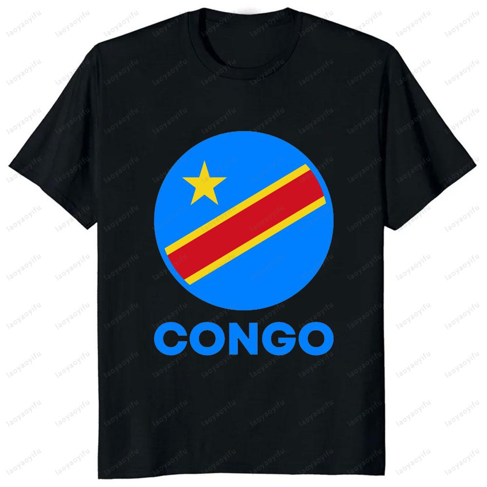 Футболка с принтом карты страны Конго COD Киншаса, с коротким рукавом, летняя модная одежда, свободная футболка, хип-хоп, кэжуал, хипстерская, мужская