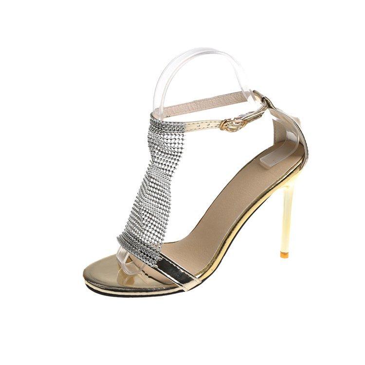 2025 summer fashion new one-word strap high-heeled women's sandals are good to match casual summer women's high-heeled sandals