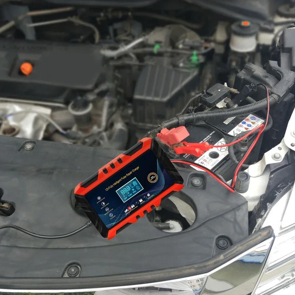Auto Batterie Ladegerät 12V 6A Puls Reparatur LCD Display Smart Automatische Batterie Ladegerät GEL Blei-Säure Ladegerät für Auto Motorrad