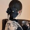 Elegant Retro Satin Bow Hair Clip for Women - Low Ponytail & Head Ornament Hairpin