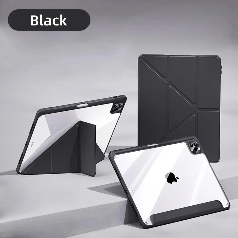 For iPad A19 12th 11th 10th Air 11/13 M2 M3 M4 Pro11/13 Air 4 5 Pro 11/12.9 10.2 7/8/9/10th Acrylic Clear Y-fold Stand Case