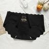 Cute Cartoon Print Breathable Bottom Crotch Briefs Women Ice Silk Mid-Waist Underwear Panties Comfortable Girl Underwear