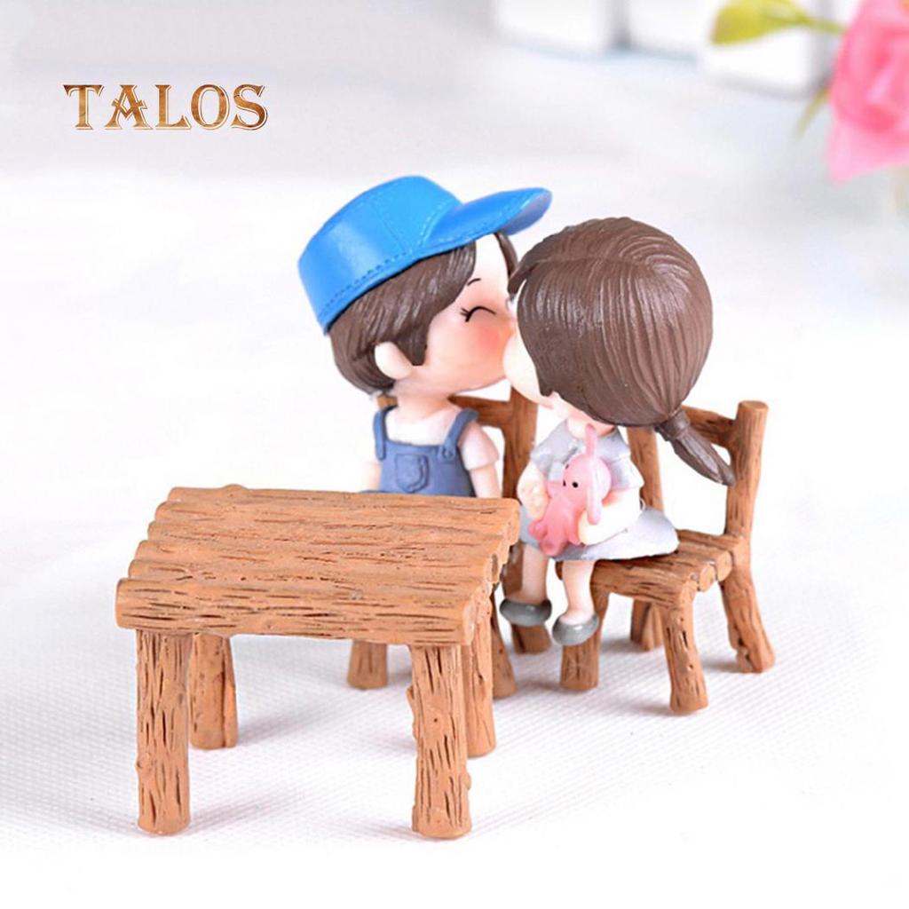 3Pcs/Set Resin Table Chairs Miniatures Doll Accessories Micro Landscape Decor Home Garden