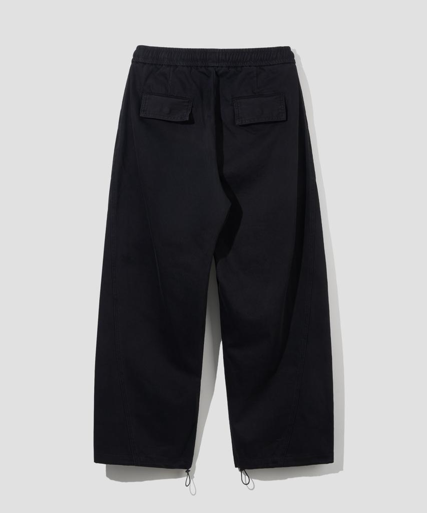 AGOD Vintage Washed Elastic Waist Cargo Pants [Black]