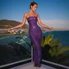 European and American women's clothing new summer tube top sequins sexy slim evening dress dress backless long dress women