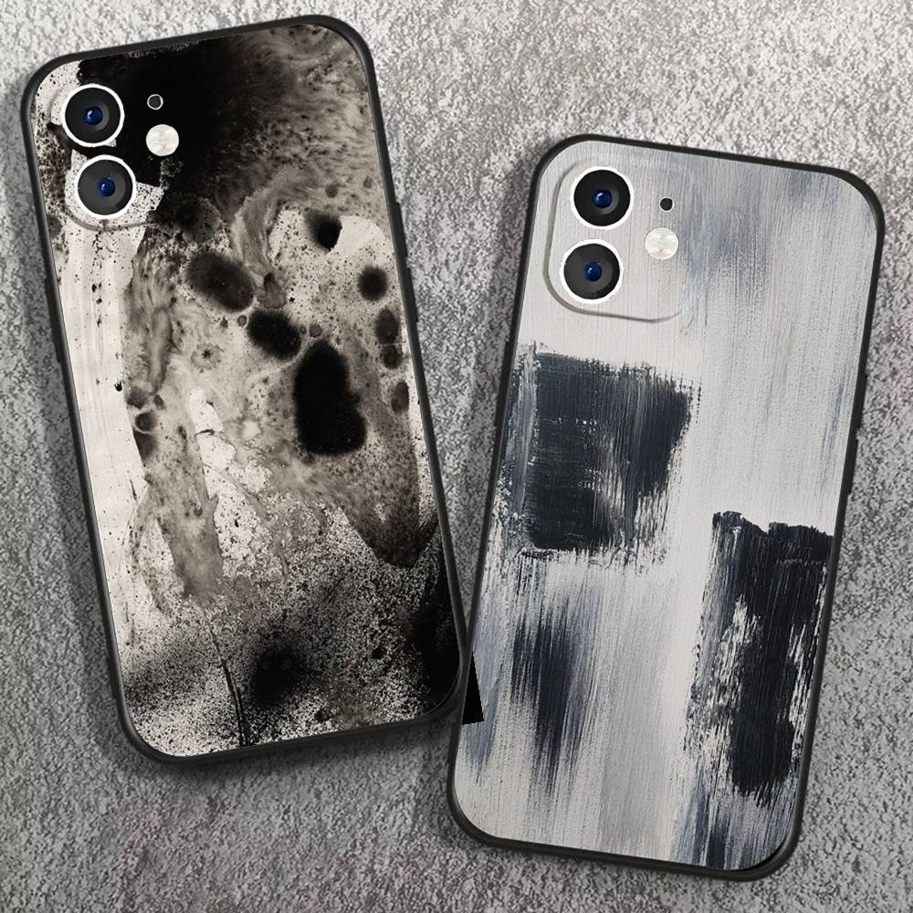 Черно-белый минималистичный цветной чехол для телефона IPhone 17 Air 16 15 14 13 Pro Max 11 12 Черный силиконовый чехол