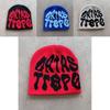 Trendy High Top Knitted Hat With Letter Graphics For Fall Winter Streetwear
