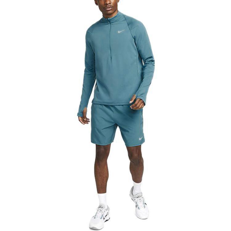 Nike Футболка для бега с длинными рукавами Therma-Fit Element Half-Zip, рукавами реглан и нашивкой с логотипом, мужская, синяя DV9298-379