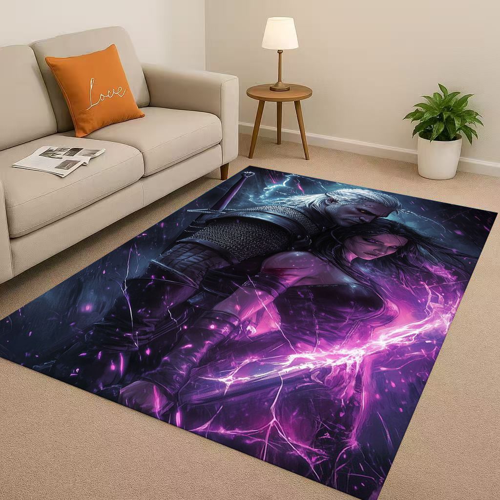 2026 New The W-Witcher Game Geralt Gamer Cartoon Living Room Non-Slip Area Rug Carpet for Bedroom Playroom Sofa,Home Doormat Kid