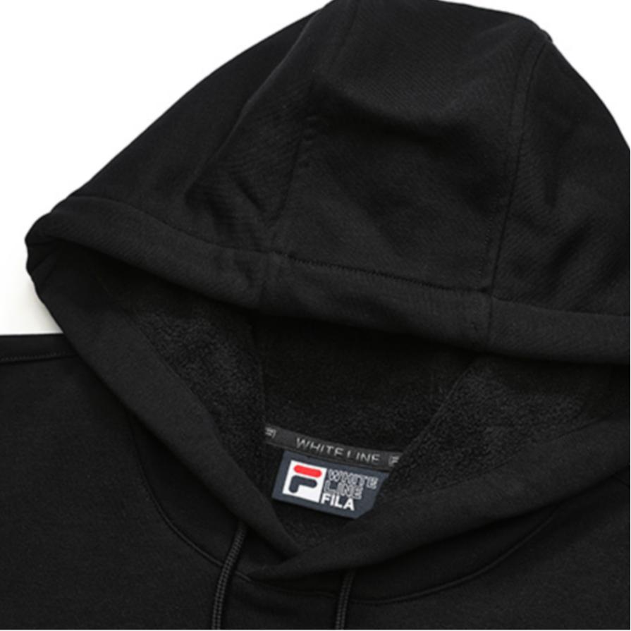 Fila Классический свободный худи с логотипом, повседневный флисовый свитшот с длинным рукавом в американском винтажном стиле, унисекс, черный F51U248298F-BK