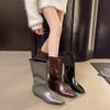 Fashion Designer Street Style Pointed End Women Mid-Calf Boots Fashion Slip On Internal Eevation Ladies Concise Long Botas De Mujer