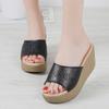 Женские босоножки на платформе с открытым носком из натуральной кожи - летние туфли на танкетке, толстая подошва, модная пляжная обувь