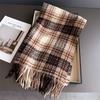 Korean Style Plaid Women's Winter Scarf Imitation Cashmere Warm Shawls Wraps Thicked Pashmina Female Blanket Scarves