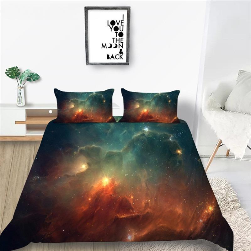 3D Galaxy King Queen Duvet Cover Starry Sky Bedding Set Soft Universe Quilt Cover Outer Space Dark Blue 2 3pcs