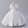 Европейское и американское атласное платье для девочки на день рождения и платье цветочницы с большим бантом