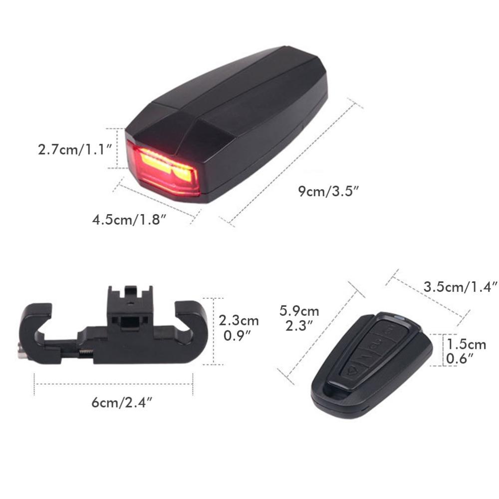 Rechargeable Battery Wireless Bike Alarm Wireless System USB Rechargeable Light Night Riding