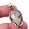 Natural Prehnite Gemstone 925 Solid Sterling Silver Two Tone Pendant 1.50" D9t25