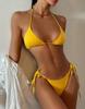 Женский однотонный сексуальный купальник бикини с завязками на спине